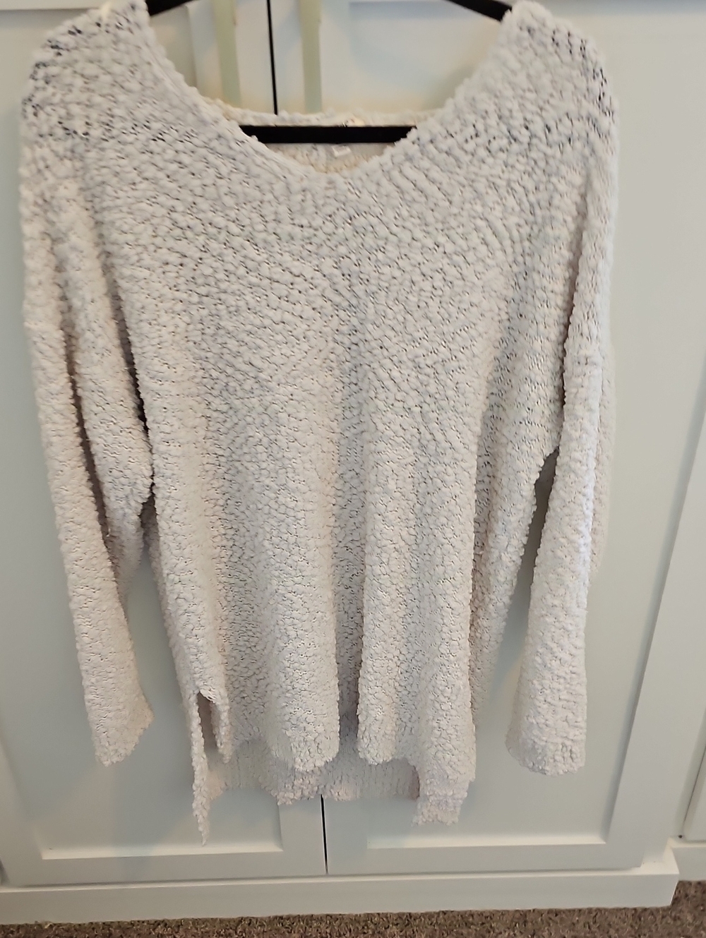 Umgee Cream Popcorn Knit Scoop Neck Sweater